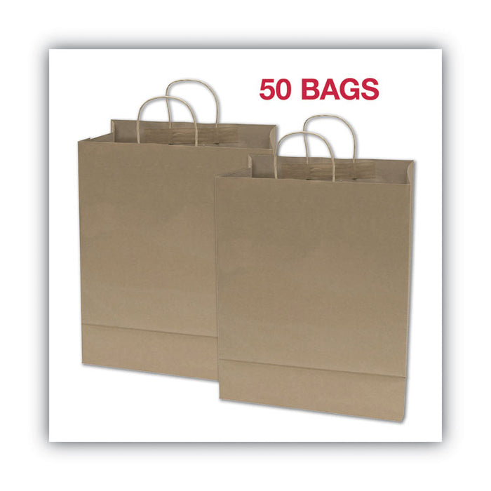 Premium Shopping Bag, Rope Handles, 12" x 6.5" x 17", Kraft, 50/Box