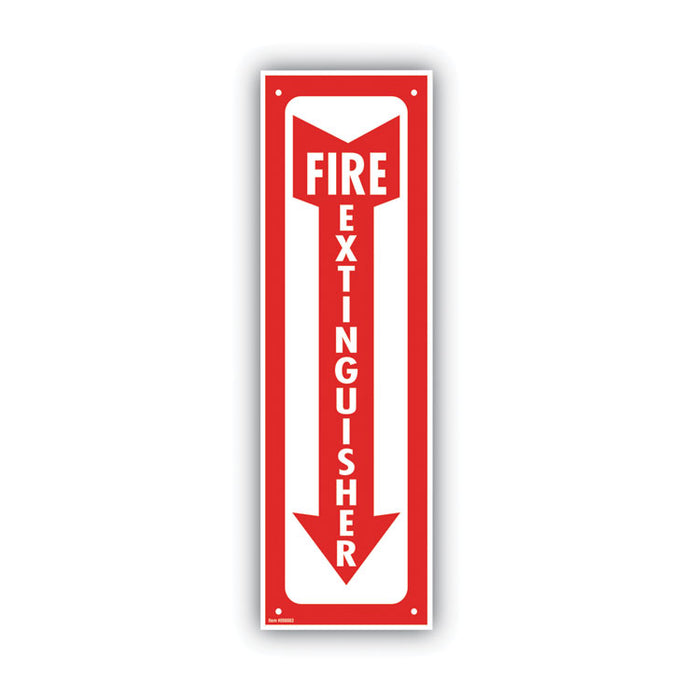 Glow-In-The-Dark Safety Sign, Fire Extinguisher, 4 x 13, Red