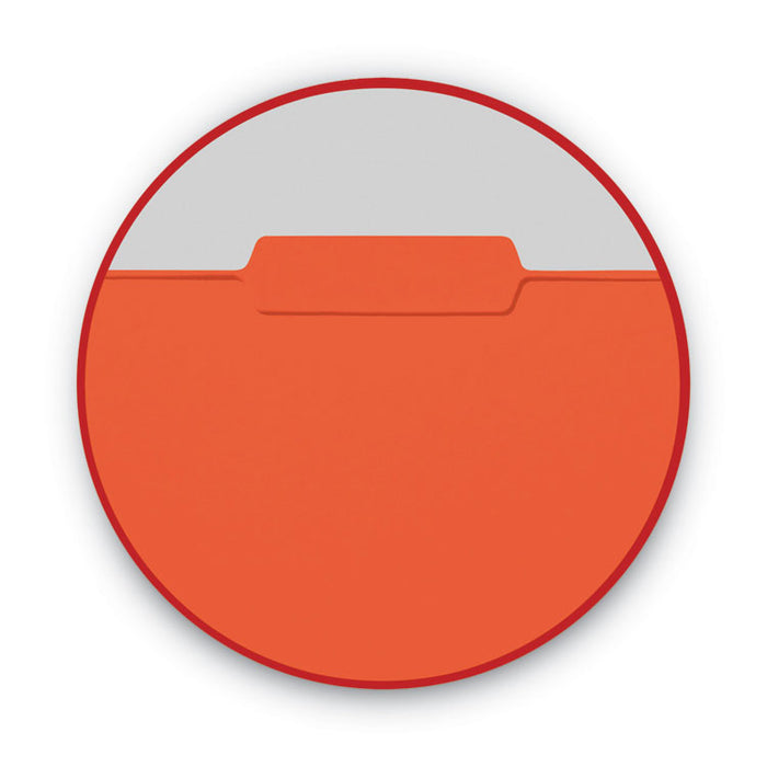 Interior File Folders, 1/3-Cut Tabs: Assorted, Letter Size, 0.75" Expansion, Orange, 100/Box