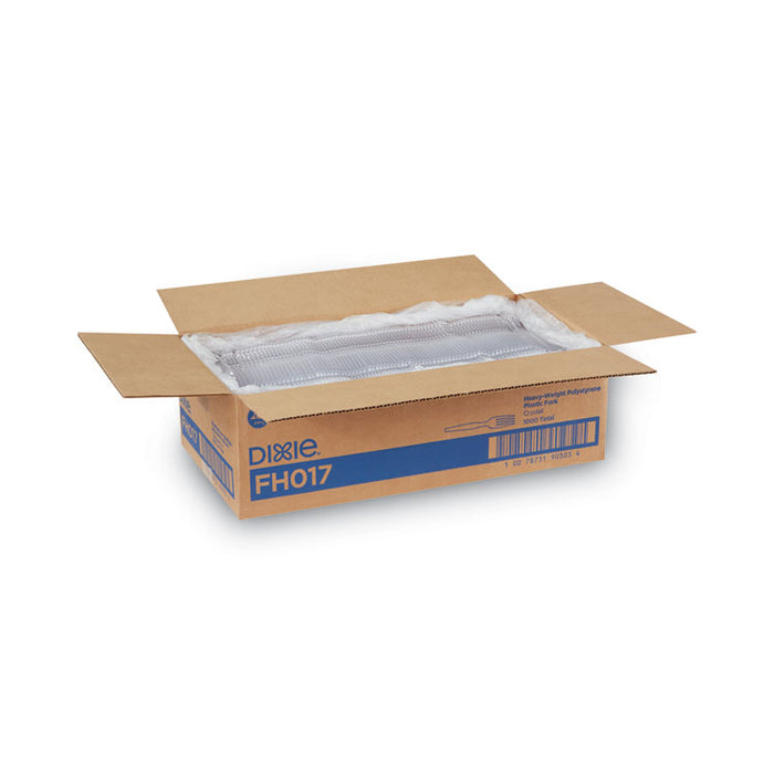 Plastic Cutlery, Heavyweight Fork, Clear, 1,000/Carton