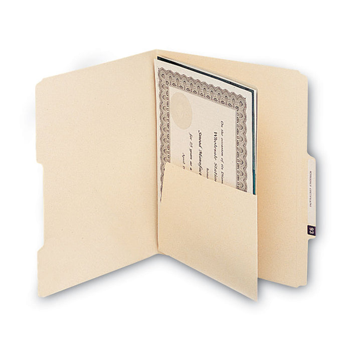 Self-Adhesive Folder Dividers with 5.5" Pockets for Top/End Tab Folders, Fasteners, Letter Size, Manila, 25/Pack