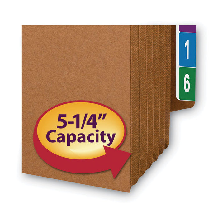 Heavy-Duty Redrope End Tab TUFF Pockets, 5.25" Expansion, Letter Size, Redrope, 10/Box