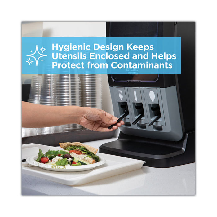 SmartStock Tri-Tower Dispensing System Polystyrene Cutlery, Mediumweight Knife, Plastic, Black, 40/Pack, 24 Packs/Carton