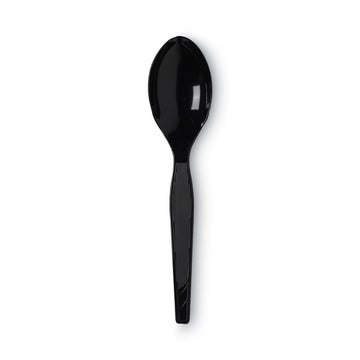 Plastic Cutlery, Heavy Mediumweight Spoon, Black, 1,000/Carton