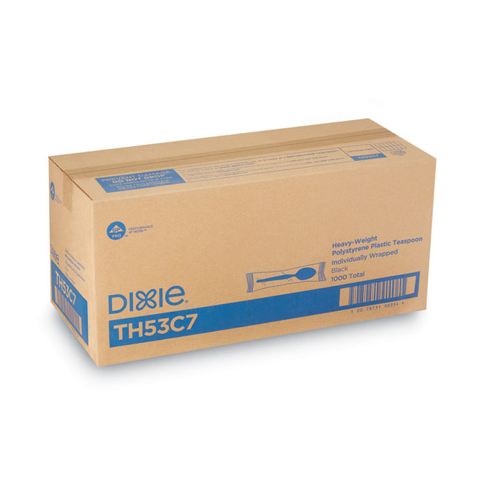 Individually Wrapped Heavyweight Spoon, Plastic, Black, 1,000/Carton