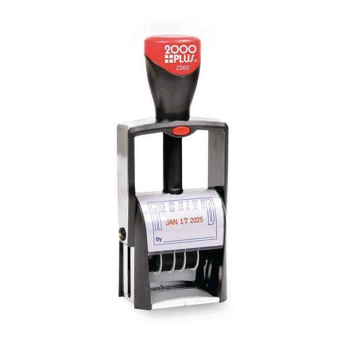 Self-Inking Heavy-Duty Line Dater, 1.25 x 1.83, Red/Blue