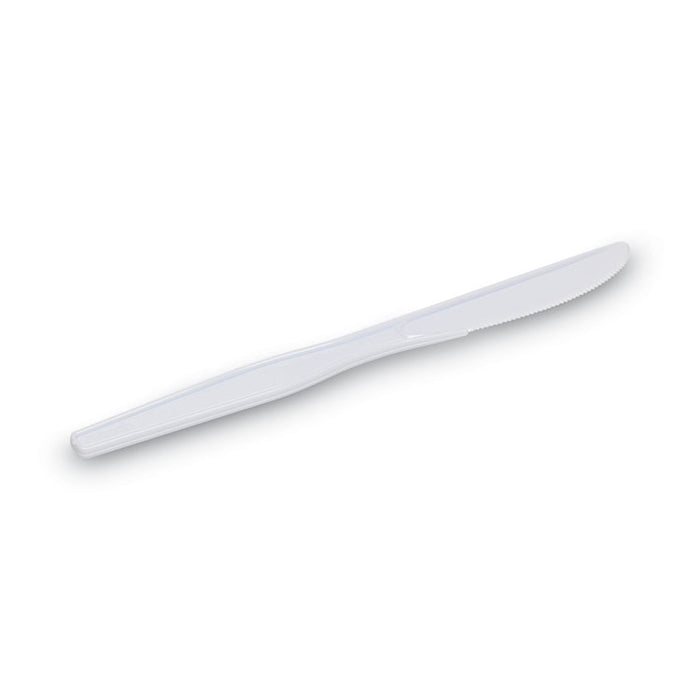 Plastic Cutlery, Heavyweight Knife, 7.5", White, 1,000/Carton
