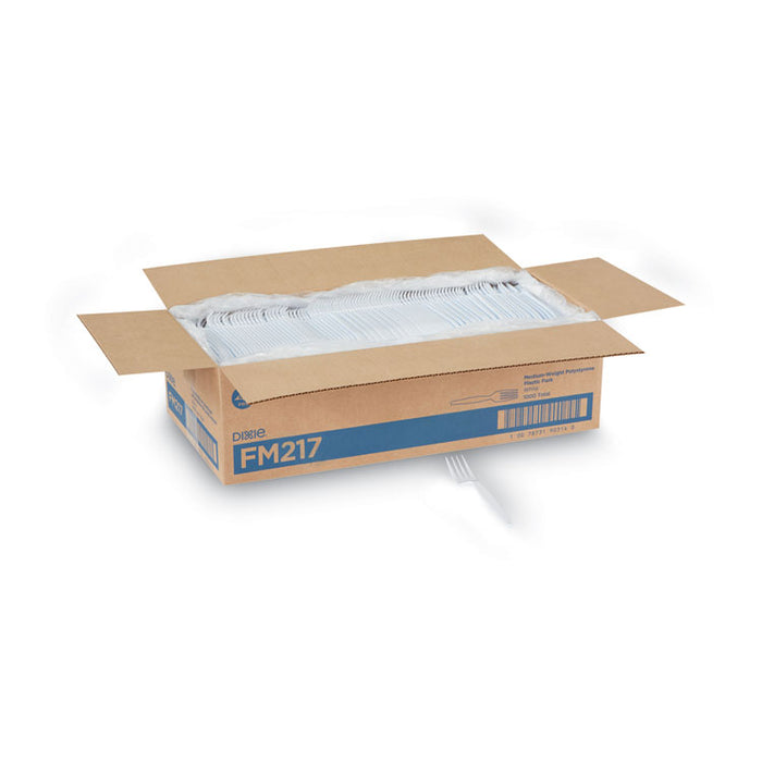 Plastic Cutlery, Heavy Mediumweight Fork, White, 1,000/Carton