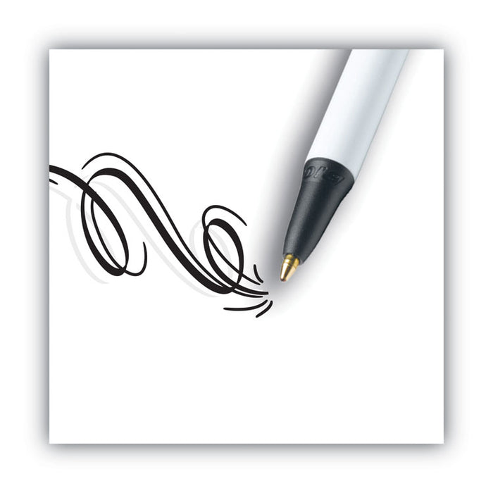 Clic Stic Ballpoint Pen, Retractable, Medium 1 mm, Black Ink, White Barrel, Dozen
