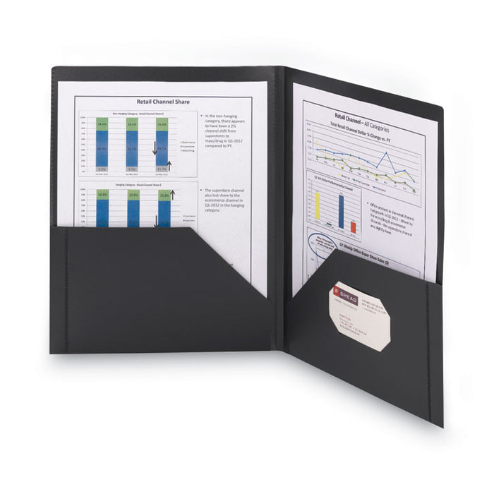 Frame View Poly Two-Pocket Folder, Accommodates (100) 11 x 8.5 Sheets, Clear/Black, 5/Pack