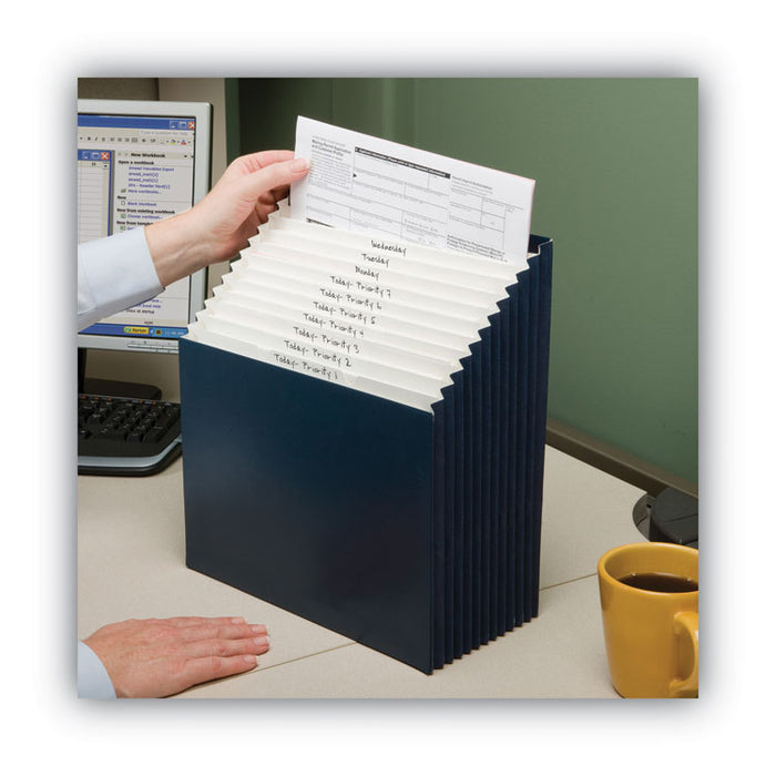 Stadium File, 12 Sections, 1/12-Cut Tabs, Letter Size, Navy