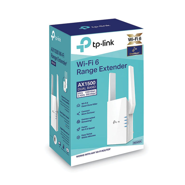 AX1500 1500Mbps Wi-Fi 6 Range Extender, 1 Port, Dual-Band 2.4 GHz/5 GHz
