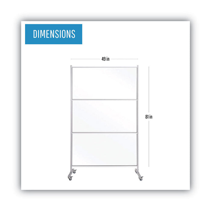 Protector Series Mobile Glass Panel Divider, 49 x 22 x 81, Clear/Aluminum