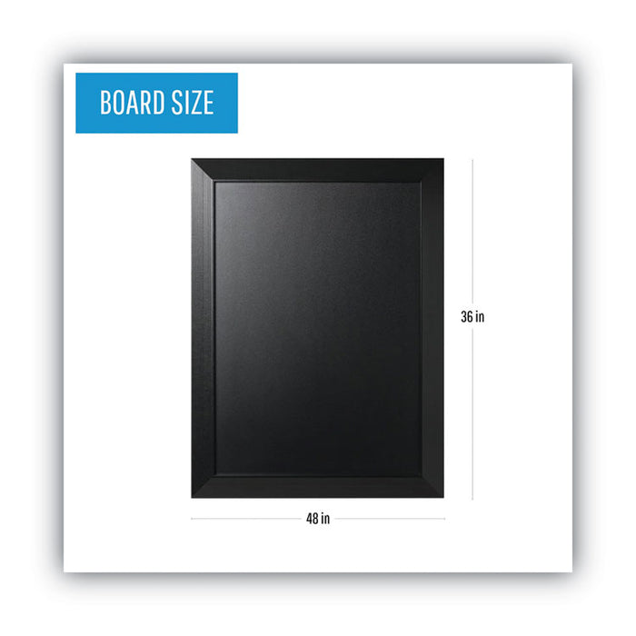 Kamashi Chalk Board, 36" x 24", Black Surface, Black Wood Frame