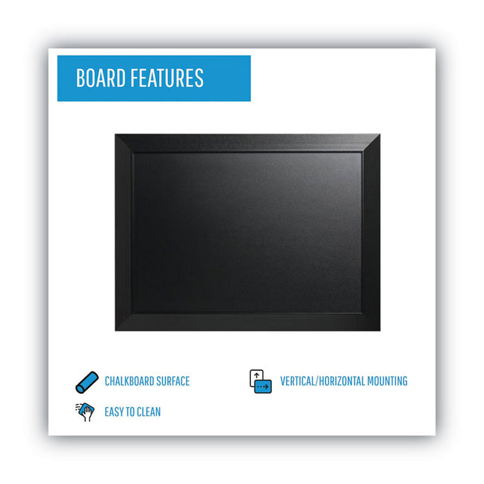Kamashi Chalk Board, 36" x 24", Black Surface, Black Wood Frame