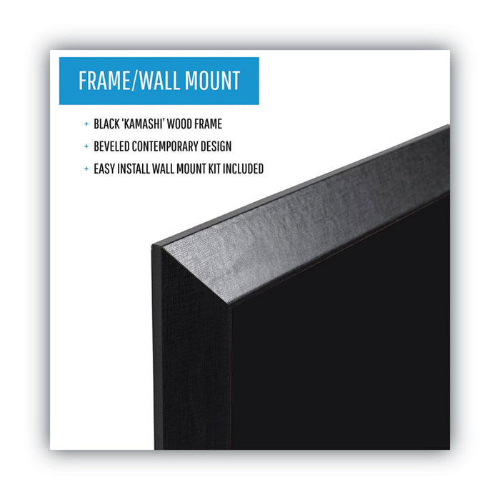 Kamashi Chalk Board, 36" x 24", Black Surface, Black Wood Frame