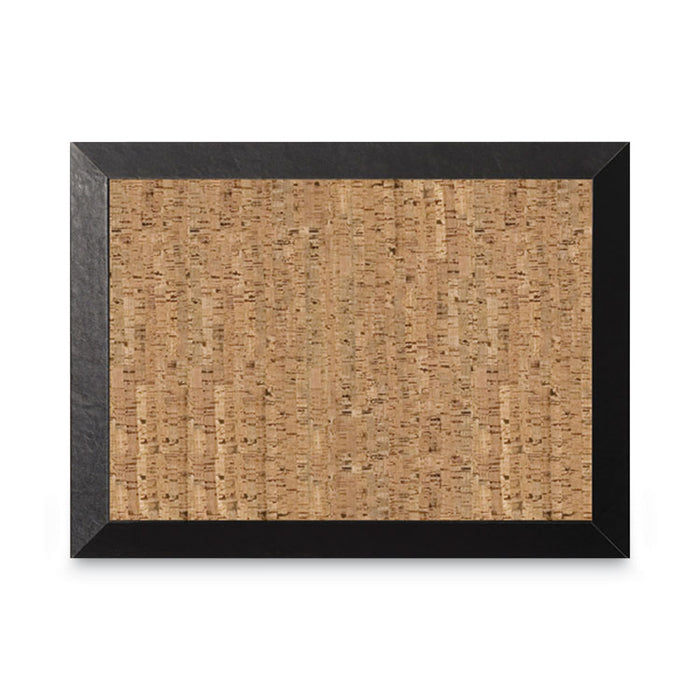 Natural Cork Bulletin Board, 36" x 24", Tan Surface, Black Wood Frame