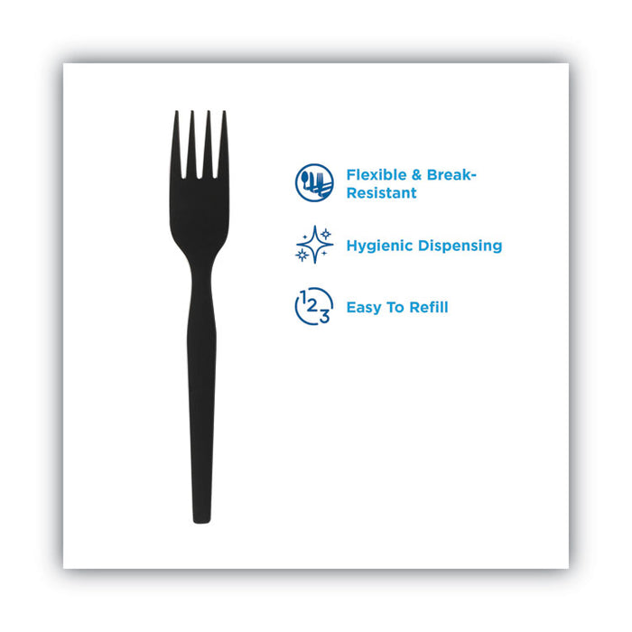 SmartStock Plastic Cutlery Refill, Series-O, Heavyweight Fork, Black, 40/Pack, 24 Packs/Carton