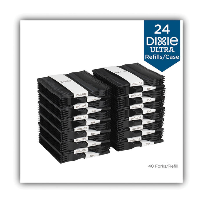 SmartStock Plastic Cutlery Refill, Series-O, Mediumweight Fork, Black, 40/Pack, 24 Packs/Carton