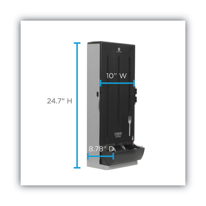 SmartStock Dining Utensil Dispenser, Holds 120 Forks, 10 x 8.78 x 24.75, Translucent Black