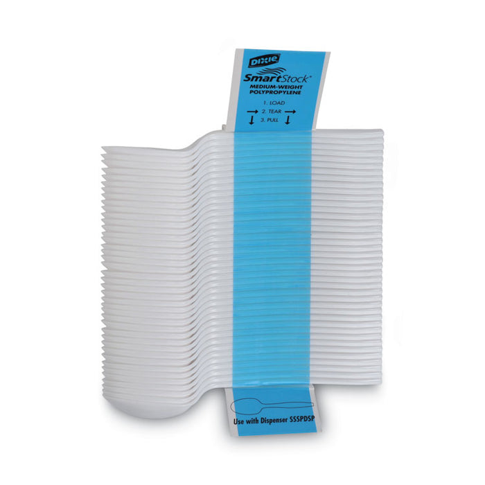 SmartStock Plastic Cutlery Refill, Series-B, Mediumweight Spoon, White, 40/Pack, 24 Packs/Carton
