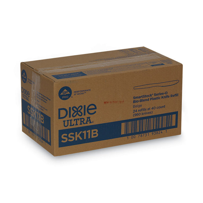 SmartStock Plastic Cutlery Refill, Series-O, Mediumweight Knife, Beige, 40/Pack, 24 Packs/Carton