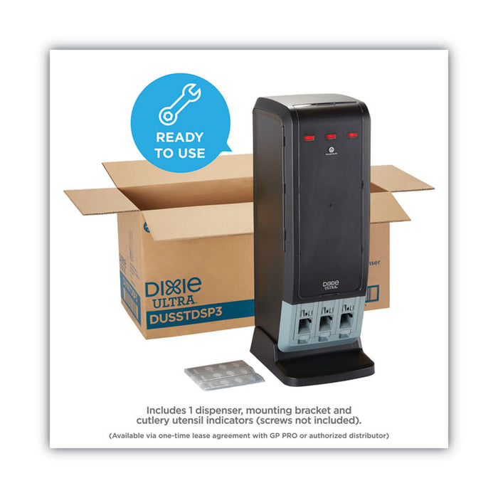 SmartStock Tri-Tower Dispenser, Holds Forks/Knives/Spoons, 13.16 x 16.07 x 31.03, Black/Gray