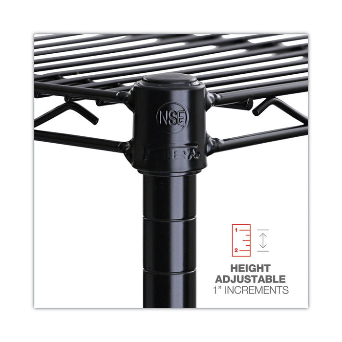 NSF Certified 6-Shelf Wire Shelving Kit, 48w x 18d x 72h, Black