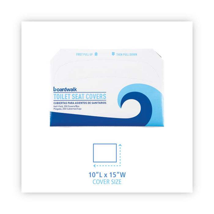 Premium Half-Fold Toilet Seat Covers, 14.17 x 16.73, White, 250/Sleeve, 10 Sleeves/Carton