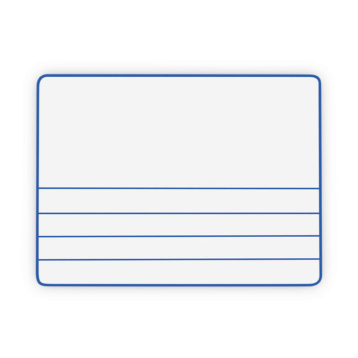 Dry Erase Student Boards, Ruled for Handwriting Practice, 12" x 9", Blue/White Surface, 10/Set