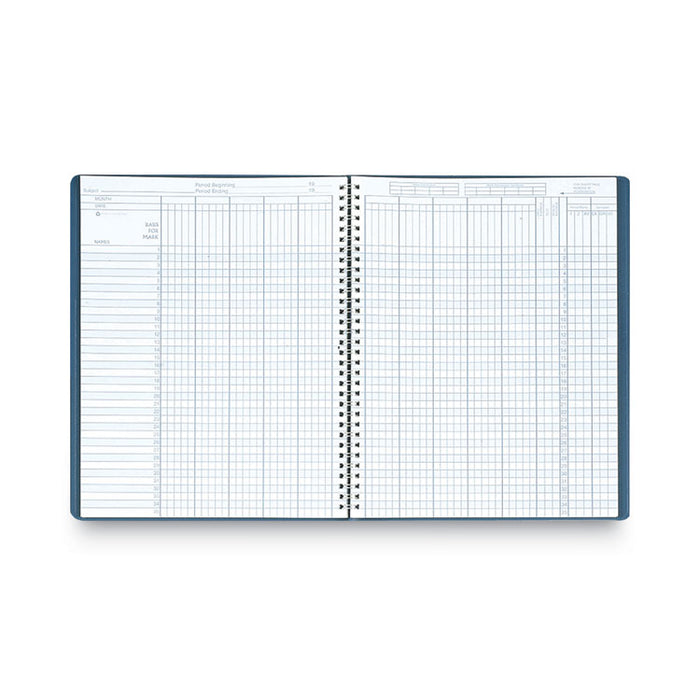 Recycled Class Record Book, 8 Classes, 35 Students, 9 to 10 Week Terms, 40-Week Span, Blue Cover, 11 x 8.5 Sheets