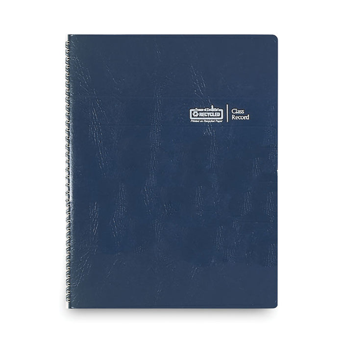 Recycled Class Record Book, 8 Classes, 35 Students, 9 to 10 Week Terms, 40-Week Span, Blue Cover, 11 x 8.5 Sheets