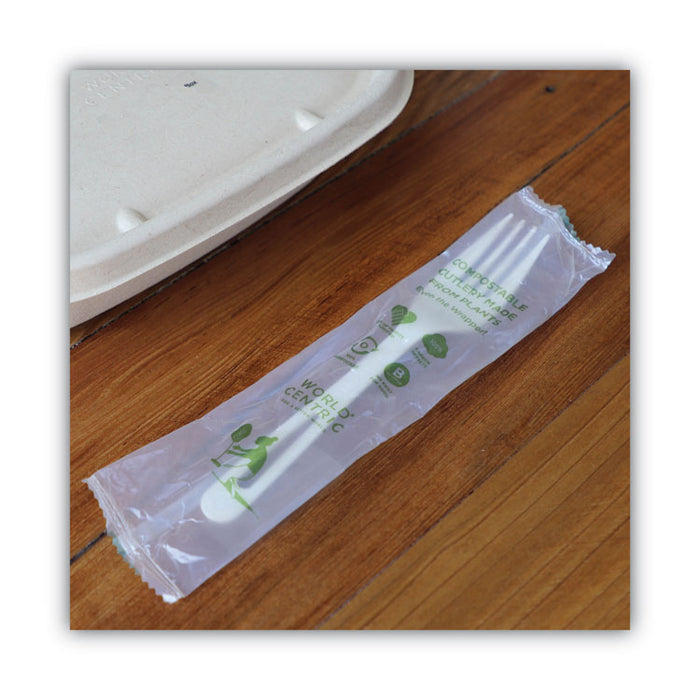 TPLA Wrapped Cutlery, Fork, Plastic, Light Beige 750/Carton