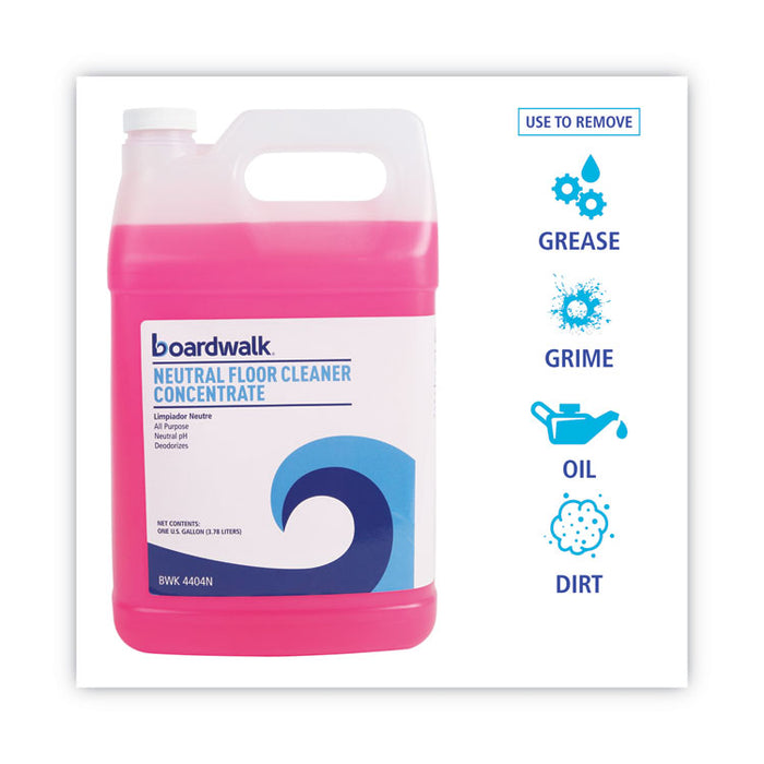 Neutral Floor Cleaner Concentrate, Lemon Scent, 1 gal Bottle, 4/Carton