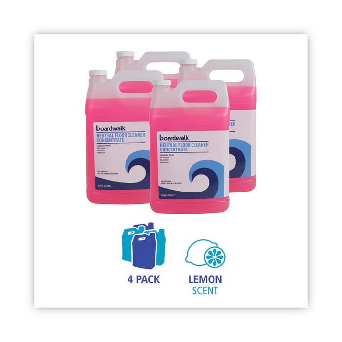 Neutral Floor Cleaner Concentrate, Lemon Scent, 1 gal Bottle, 4/Carton