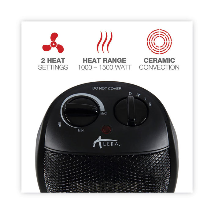 Ceramic Heater, 1,500 W, 7.12 x 5.87 x 8.75, Black