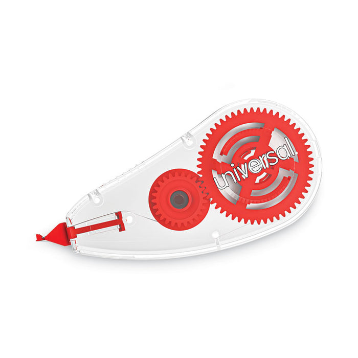 Correction Tape Dispenser, Non-Refillable, 0.2" x 26.25 ft, White Tape, Clear/Red Dispenser, 2/Pack