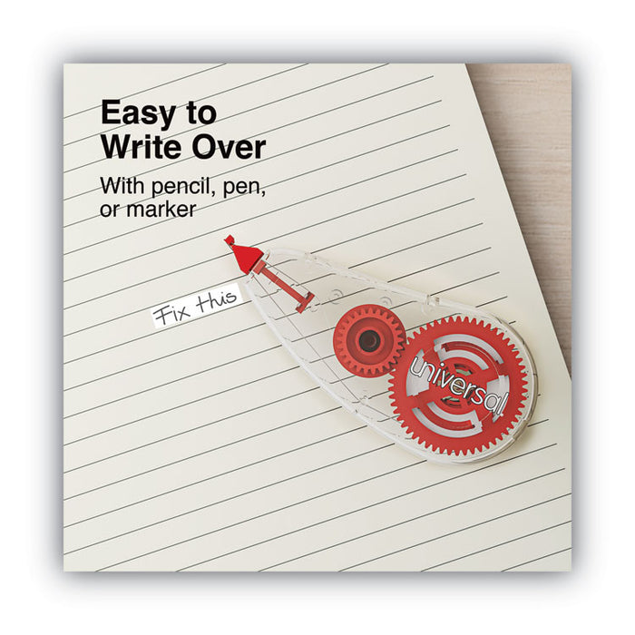 Correction Tape Dispenser, Non-Refillable, 0.2" x 26.25 ft, White Tape, Clear/Red Dispenser, 2/Pack
