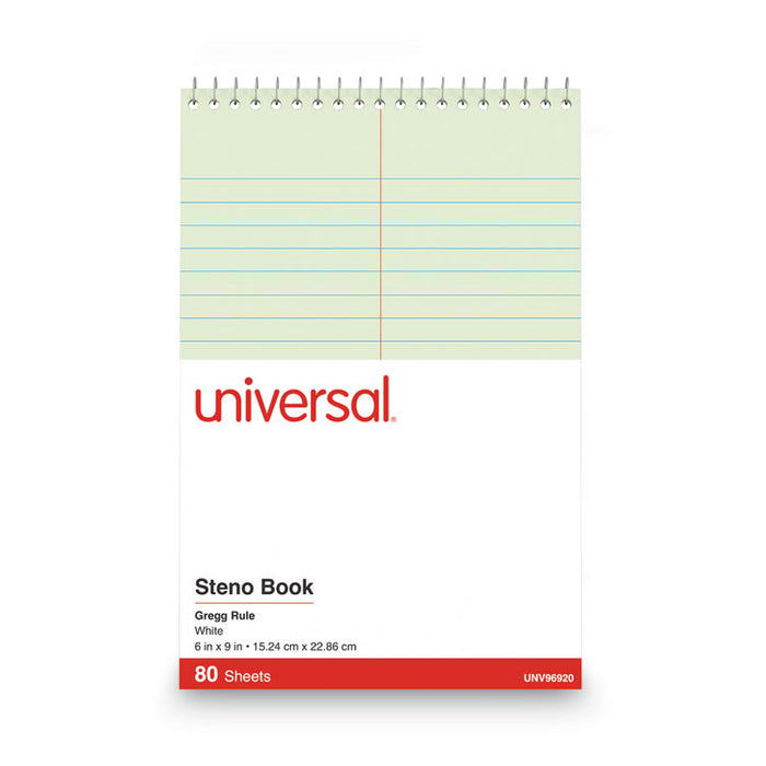 Steno Pads, Red Cover, Gregg Rule, (80) Green-Tint 6 x 9 Sheets