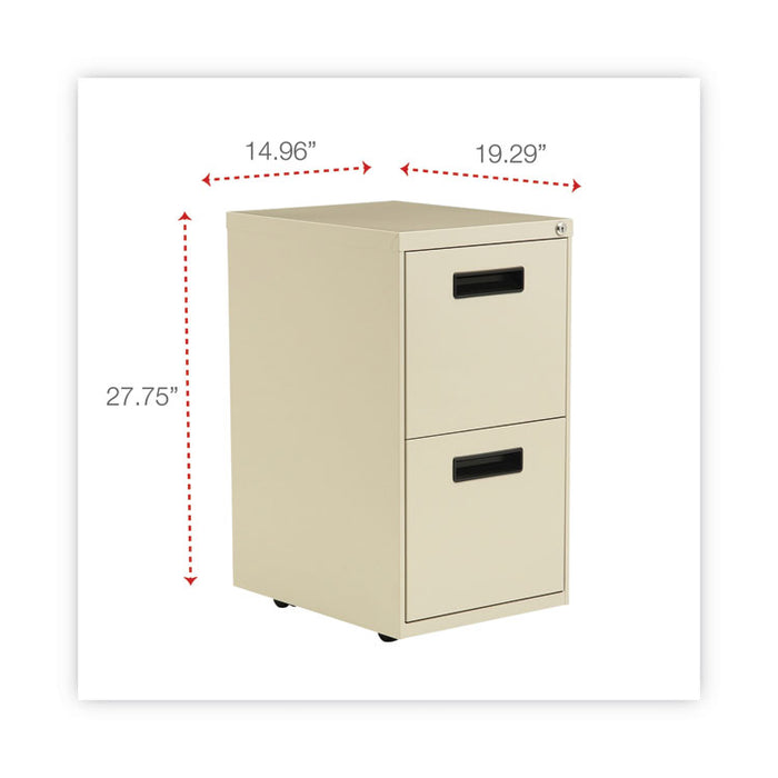 File Pedestal, Left or Right, 2 Legal/Letter-Size File Drawers, Putty, 14.96" x 19.29" x 27.75"