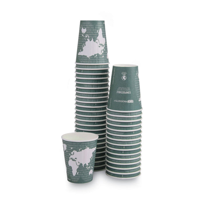 World Art Renewable and Compostable Insulated Hot Cups, 12 oz, Paper, Brown/White, 40/Pack, 15 Packs/Carton