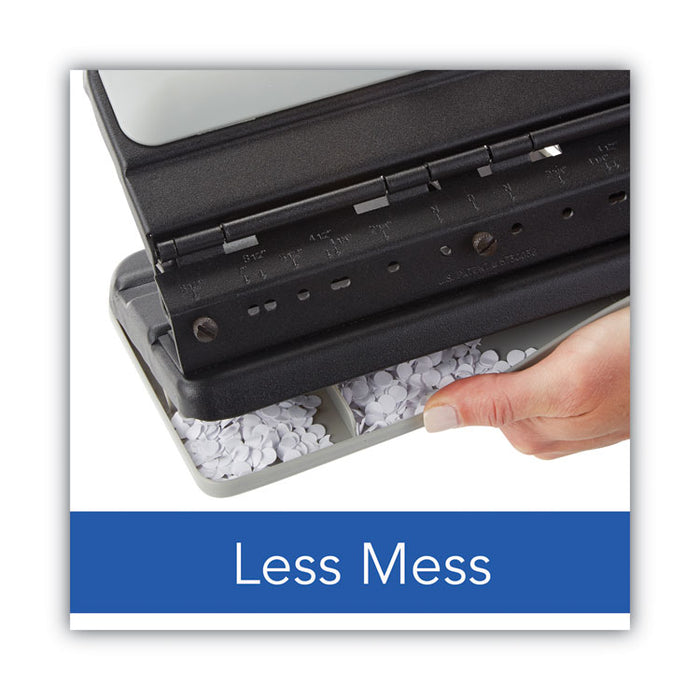 32-Sheet Lever Handle Heavy-Duty Two- to Seven-Hole Punch, 9/32" Holes, Black
