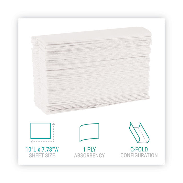 C-Fold Paper Towels, 1-Ply, 10.2 x 13.25, White, 200 Towels/Pack, 12 Packs/Carton