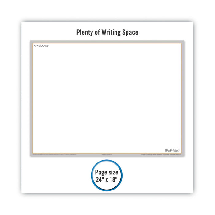WallMates Self-Adhesive Dry Erase Writing/Planning Surface, 36 x 24, White/Gray/Orange Sheets, Undated