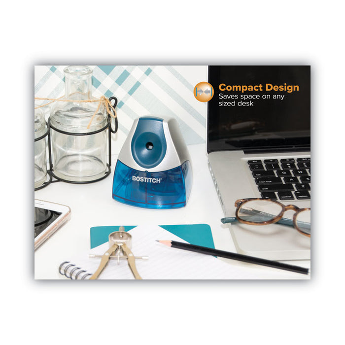 Personal Electric Pencil Sharpener, AC-Powered, 4.25 x 8.4 x 4.25, Blue