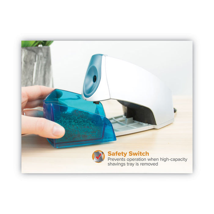 Personal Electric Pencil Sharpener, AC-Powered, 4.25 x 8.4 x 4.25, Blue