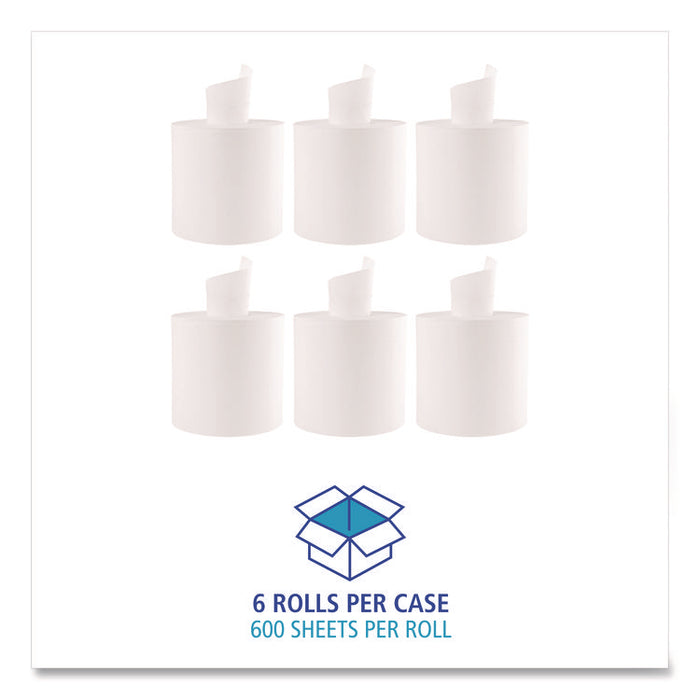 Center-Pull Roll Towels, 2-Ply, 10 x 7.6, White, 600/Roll, 6/Carton