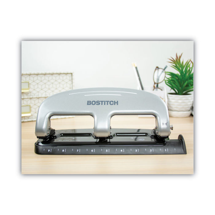 20-Sheet EZ Squeeze Three-Hole Punch, 9/32" Holes, Black/Silver