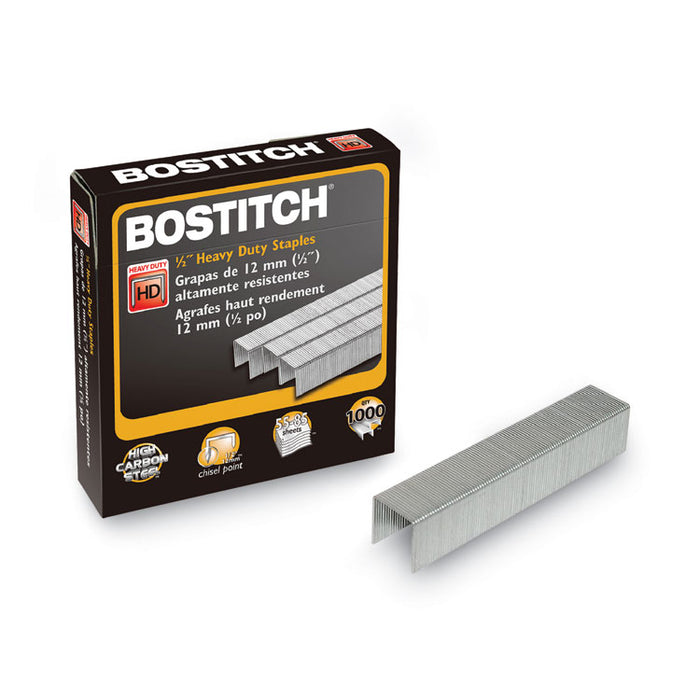 Heavy-Duty Premium Staples, 0.5" Leg, 0.5" Crown, Steel, 1,000/Box