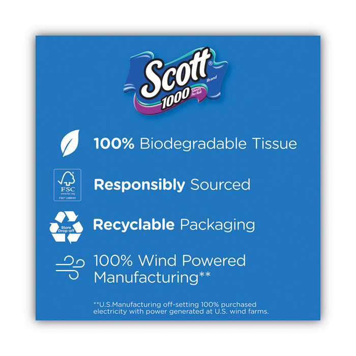 1000 Bathroom Tissue, Septic Safe, 1-Ply, White, 1,000 Sheets/Roll, 12 Rolls/Pack, 4 Packs/Carton